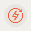 Circular arrow surrounding a lightning bolt at the center drawn in mediumthick rounded lineartFlat vector lineart icon with mediumthick rounded stroke-1