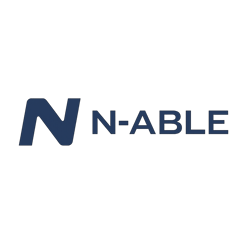 Create a clean monochrome version of the NAble logo in solid 1B2A41 Include the stylized N icon and the NAble wordmark No gradients shadows or bevels