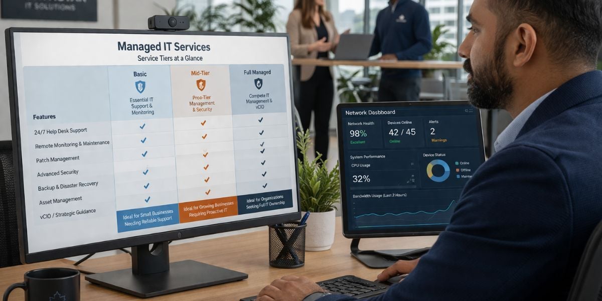 Managed IT service provider pricing tiers comparison for Canadian businesses